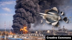 Коллаж: дроны ВСУ бьют по российским НПЗ и портам