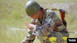 Armenian soldier in exercises under NATO's Partnership for Peace program in June 2003