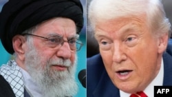 دونالد ترامپ (راست)، رئیس‌جمهور ایالات متحده، و علی خامنه‌ای، رهبر جمهوری اسلامی ایران