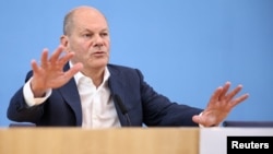 Njemački kancelar Olaf Scholz na konferenciji za medije u Berlinu, 24. 7. 2024.