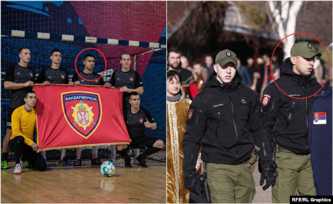 Xhandari Millutinoviq (majtas: turneu i futbollit në Zrenjanin më 2022, djathtas: ceremonia e Ujit të Bekuar në Beograd më 2023)