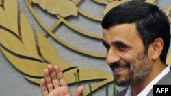 Mahmud Ahmadinejad arrives at the United Nations in New York. Iran's president said the United States should make a humanitarian gesture by releasing eight Iranians he said were "illegally detained."