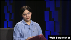 Полина в студии Радіо Свобода. Киев, январь 2026 года