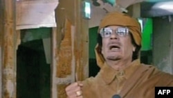 Муамар Кадафі ў часе звароту да народу, 22 лютага