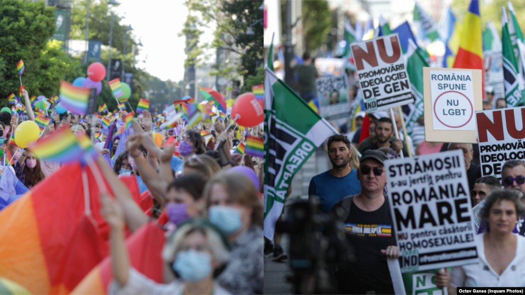Contrast: Bucharest Pride versus Marșul „Normalității”.