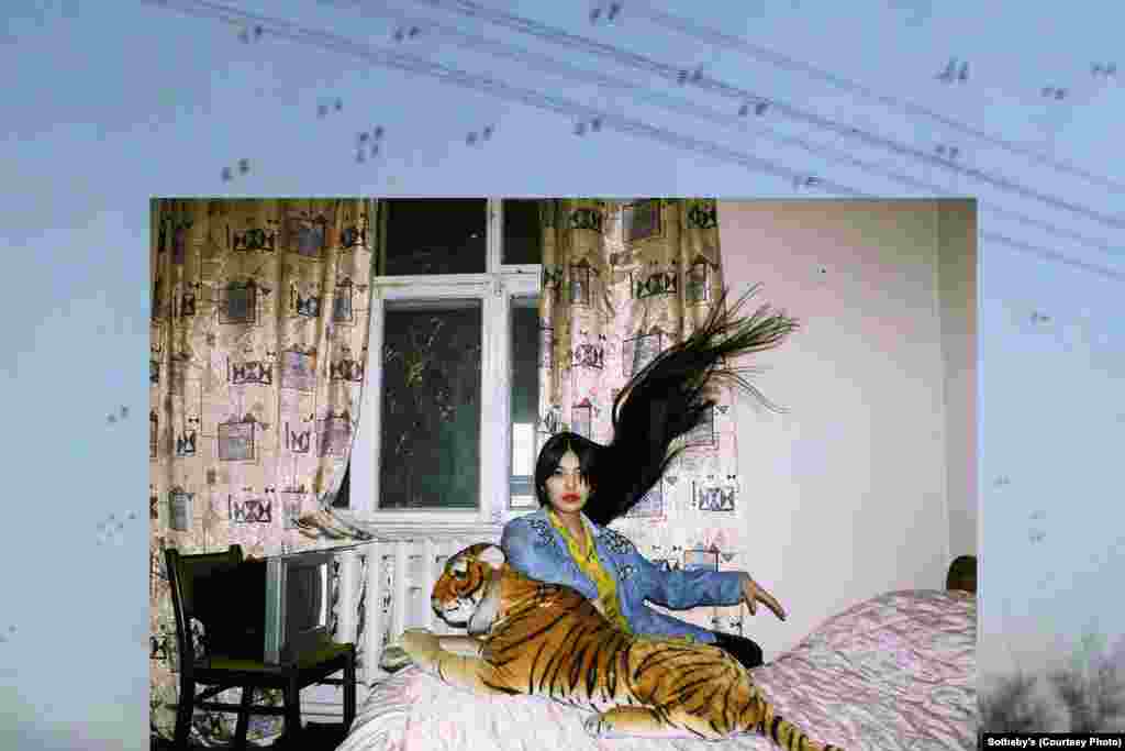 “Aydan (from Girls of Kyrgyzstan Series),” a 2011 photograph by Aza Shade of Kyrgyzstan (b. 1989). The series aimed to capture young Bishkek women – in this case, an 18-year-old medical student -- in their "usual habitat."