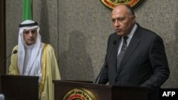 از راست: وزیر خارجه مصر و عربستان 