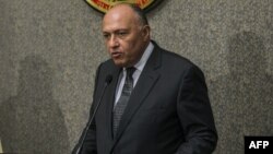 Міністр закордонних справ Єгипту Самех Шукрі (на фото) заявив, що переговори є частиною «зусиль Єгипту з відродження миру та зміцнення режиму припинення вогню в Газі»