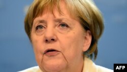 Belgium -- German Chancellor Angela Merkel addresses a press conference during an EU summit meeting at the European Union headquarters in Brussels, June 28, 2016