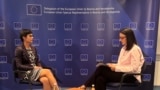 Sarajevo, Bosnia-Herzegovina, Marta Kos, the Commissioner for Enlargement of EU, during an interview with RFERL Balkan Service in Sarajevo, September 23, 2025. 