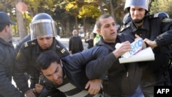 Police broke up the unsanctioned rally.