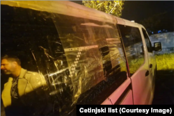Kombi sa fudbalskim navijačima iz Hrvatske koji je napadnut u okolini Cetinja, 16. novembar 2025.