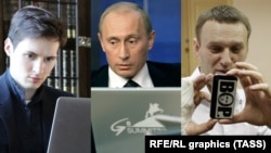 Pavel Durov, Vladimir Putin, and Aleksei Navalny