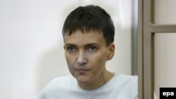 Hunger-striking Ukrainian military pilot Nadia Savchenko delivers her final statement to the court in the Russian town of Donetsk on March 9.