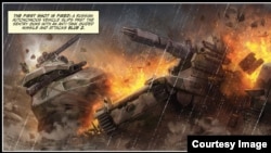 Иллюстрация из комикса "Молчащие руины", описывающего гипотетическое начало боевых действий между Россией и США