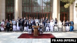 محمد اشرف غنی رئیس جمهور افغانستان، در حال سخنرانی به مناسبت عید قربان 