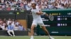 Russia's Daniil Medvedev competes in the men's singles second round match at Wimbledon in July 2021. This year the British government has ruled that no players from Russia or Belarus may take part.