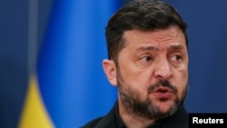 Predsednik Ukrajine Volodimir Zelenski tokom konferencije za medije u Beogradu, 8. avgust 2026.