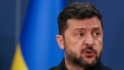 Presidenti ukrainas, Volodymyr Zelensky, gjatë konferencës në Beograd