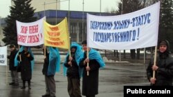 Уфада татар теленә дәүләт статусы таләп итү пикеты (архив фотосы)

