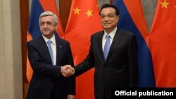 China - Premier Li Keqiang meets with Armenian President Serzh Sarkisian, Beijing, 26Mar2015.