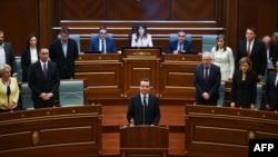 Kryeministri i Kosovës, Albin Kurti, duke folur para ligjvënësve.