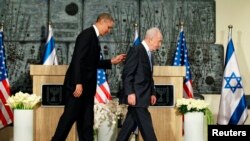 Израелскиот претседател Шимон Перез и американскиот претседател Барак Обама 
