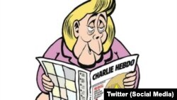 Njemačka kancelarka Angela Merkel na naslovnici prvog broja njemačkog izdanja satiričnog lista Charlie Hebdo