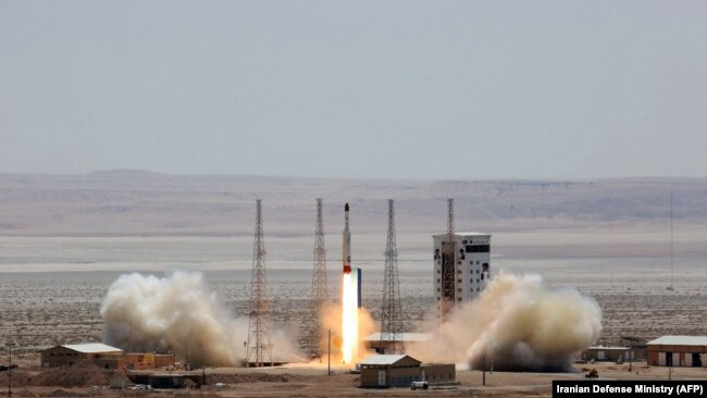 IRAN -- A Simorgh (Phoenix) satellite rocket at its launch site at an undisclosed location in Iran, July 27, 2017