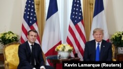 Londra, 3 decembrie 2019: președintele Franței, Emmanuel Macron și liderul american, Donald Trump.