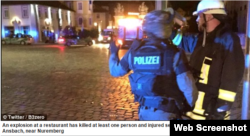 Полиция Германии работает рядом с местом взрыва, Ансбах, 24 июля 2016 года