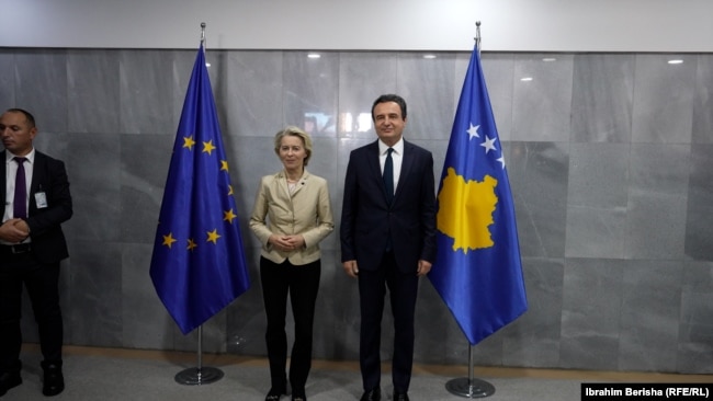 Kryeministri i Kosovës në detyrë, Albin Kurti, takon shefen e Komisionit Evropian, Ursula von der Leyen, Prishtinë, 15 tetor.