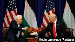 Președintele palestinian Mahmoud Abbas și preșdintele Statelor Unite, Donald Trump, New York, 20 septembrie 2017. 