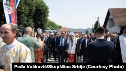 Predsjednik RS-a Milorad Dodik i poglavar Srpske crkve Porfirije na obilježavanju stradanja srpskog stanovništva u Bratuncu, 5. juli 2025.
