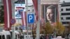 Election posters in Riga are draped in Riga as Latvians went to the polls on October 6. 