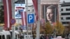 Election posters in Riga are draped in Riga as Latvians went to the polls on October 6. 