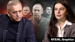 Віктор Муженко, Олександр Сирський, Валерій Залужний, Андрій Білецький та журналістка Власта Лазур (колаж)