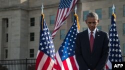 U.S. President Barack Obama attends a ceremony commemorating the September 11, 2001, attacks at the Pentagon in Washington, DC, on September 11.