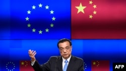 Prim-ministrul chinez Li Keqiang la o conferință de presă la Bruxelles, 9 aprilie 2019