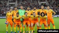 Сборная Армении по футболу перед матчем против сборной Германии в Штутгарте, 5 сентября 2021 г. 