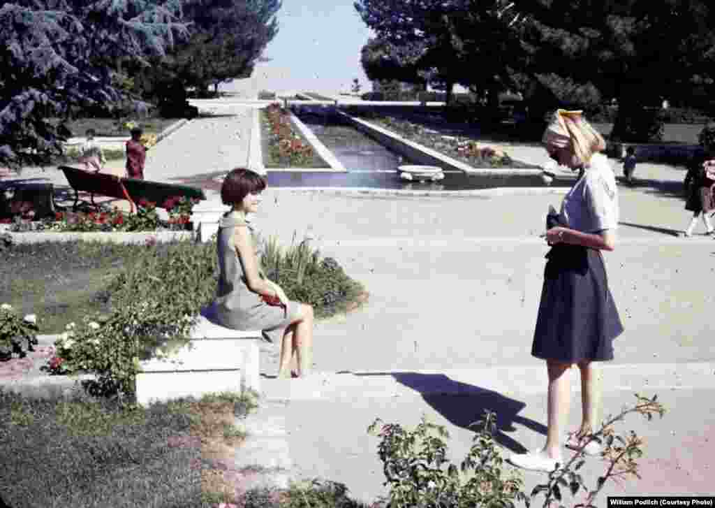 Jan Podlich (left) and Peg Podlich at Paghman Gardens in Kabul. Then a lush oasis, today the gardens no longer exist.