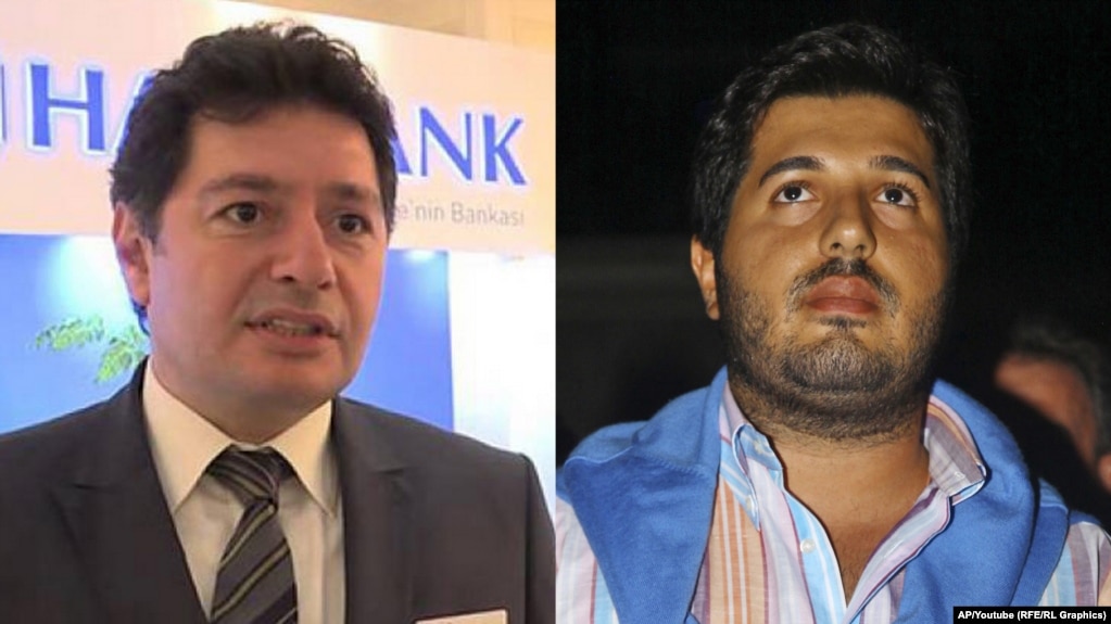 Turkish-Iranian businessman Reza Zarrab (right) and Turkish banker Mehmet Hakan Atilla (file photo)