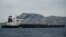 The Grace 1 supertanker, suspected of carrying crude oil to Syria in violation of EU sanctions, is shown after it was detained off the coast of Gibraltar on July 6.