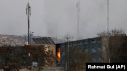 ساختمان دولتی در کابل که مهاجمان در آن سنگر گرفتند و با نیروهای امنیتی افغان به درگیری پرداختند