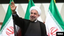 Հասան Ռոհանին որպես Իրանի նախագահ իր առաջին ասուլիսի ժամանակ, 17-ը հունիսի, 2013թ.
