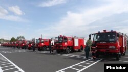 Armenia -- Japanese fire engines donated to Armenia at a ceremony in Yerevan, May 6, 2019.