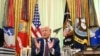 US President Donald Trump speaks to the press from the Oval Office on June 3. The House of Representatives delivered a bipartisan rebuke to Trump's adminstration over the war with Iran.