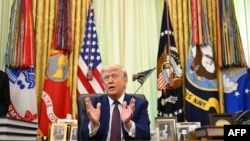 US President Donald Trump speaks to the press from the Oval Office on June 3. The House of Representatives delivered a bipartisan rebuke to Trump's adminstration over the war with Iran.