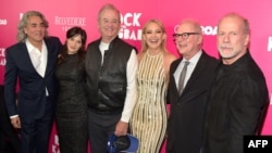 Mitch Glazer, Zooey Deschanel, Bill Murray, Kate Hudson, director Barry Levinson and Bruce Willis attend the "Rock The Kasbah" New York Premiere at AMC Loews Lincoln Square 13 theater in New York on October 19.