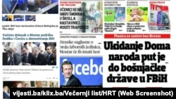 Neki od nedavnih naslova u dnevnim novinama u Bosni i Hercegovini